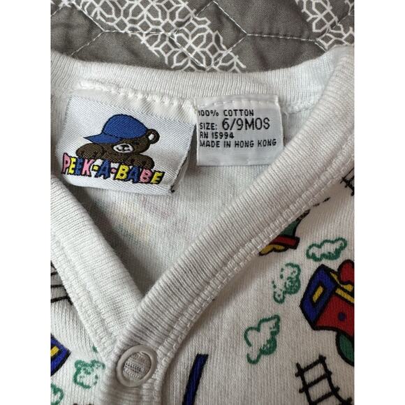Vintage Peek-A-Babe 3-6 Months Infant One Piece Bodysuit Trains - Picture 8 of 8